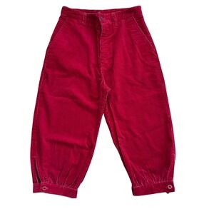Vintage For Play Red Corduroy‎ Knickers Button Cuff High Waist Cropped Pant